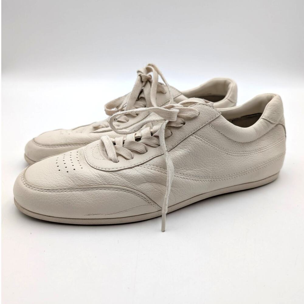 Vince Jet Lace-Up Leather Sneaker Shoes Men's Pebble White Size US9.5M EU43